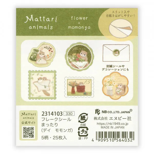 N.B. Mattari Animals Series Flower x momonga flake stickers
