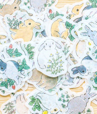 Papier Platz Rabbit and Flower Stickers