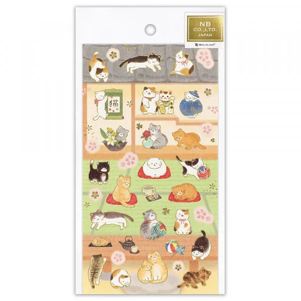 N.B. Japanese Cat at Home Gold Foil stickers