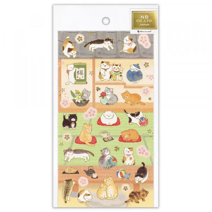 N.B. Japanese Cat at Home Gold Foil stickers