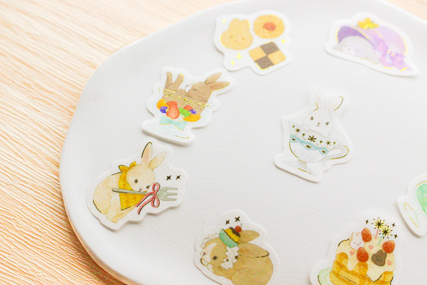 Papier Platz Rabbit Dessert Stickers