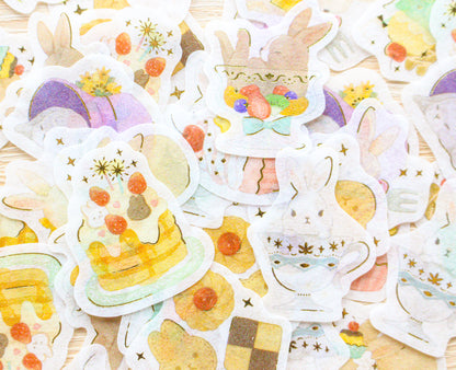 Papier Platz Rabbit Dessert Stickers