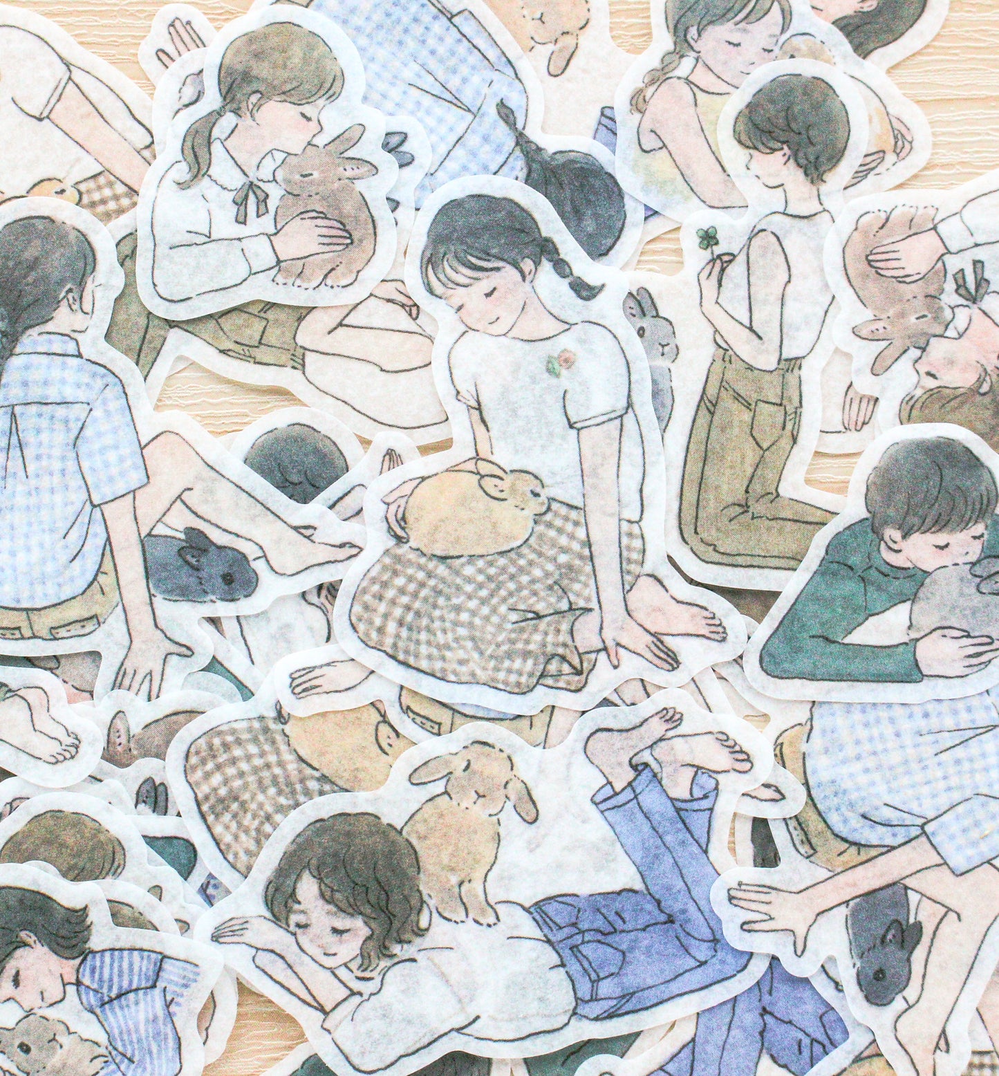 Papier Platz Rabbit and School Girl Stickers