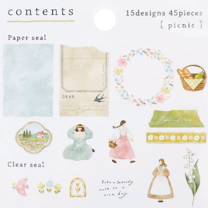 Qlia Mignon Fille Vintage Flake Stickers