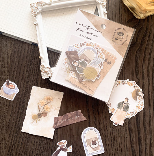 Qlia Mignon Fille Vintage Flake Stickers