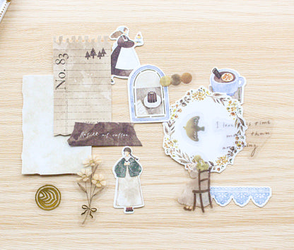 Qlia Mignon Fille Vintage Flake Stickers