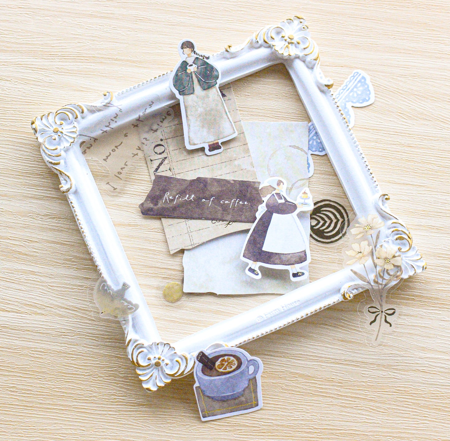 Qlia Mignon Fille Vintage Flake Stickers