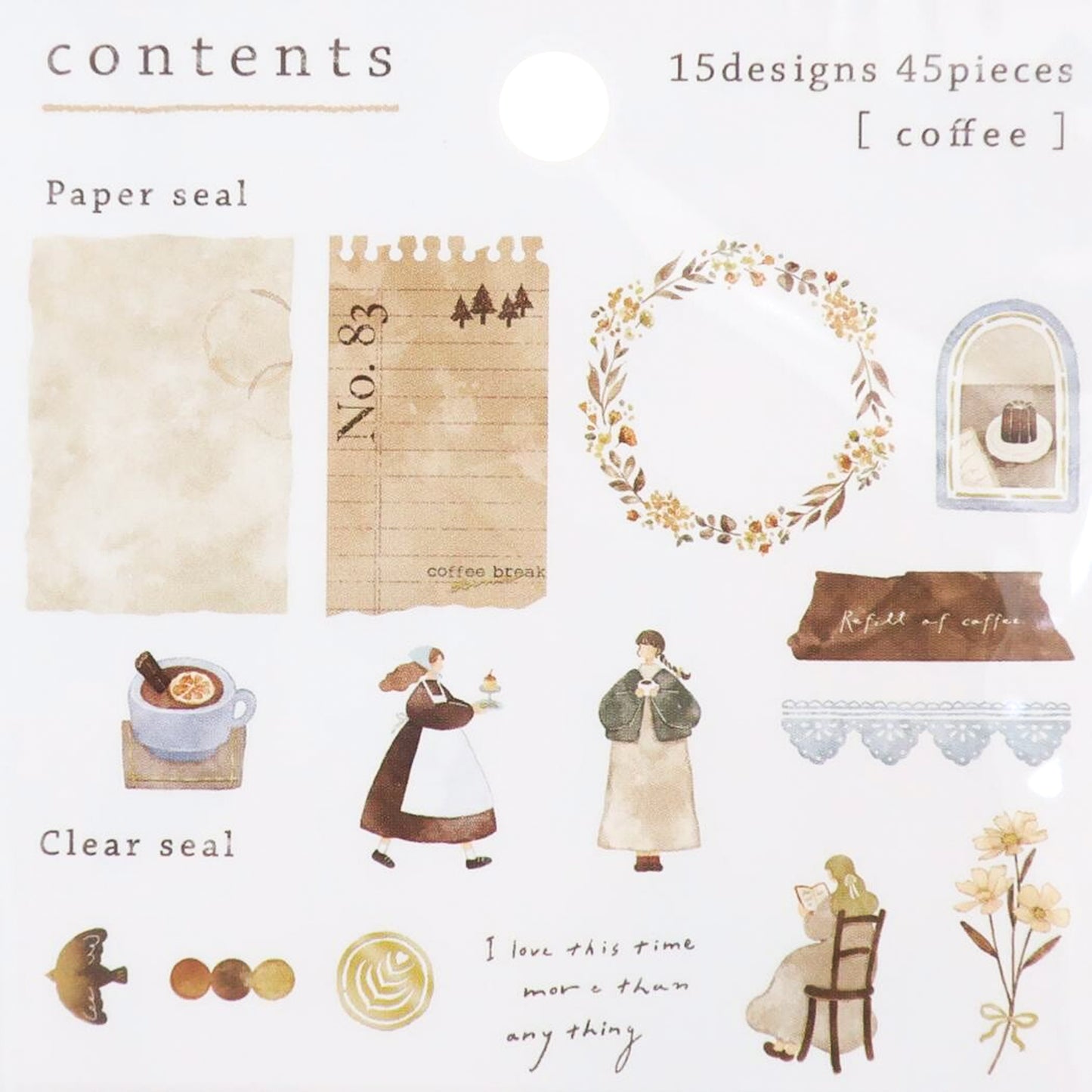 Qlia Mignon Fille Vintage Flake Stickers