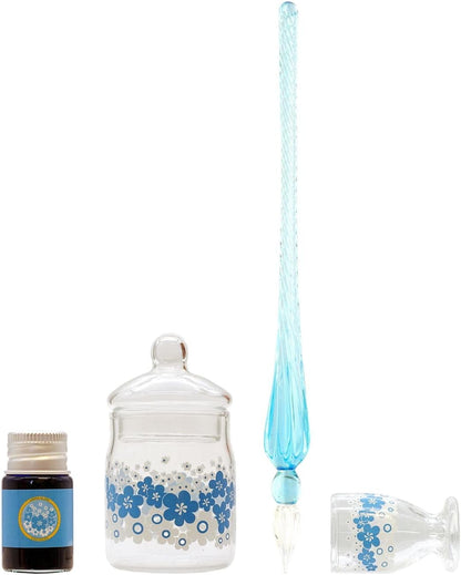 Ryuryu, Aderia Retro Glass Fountain Pen Set - Blue