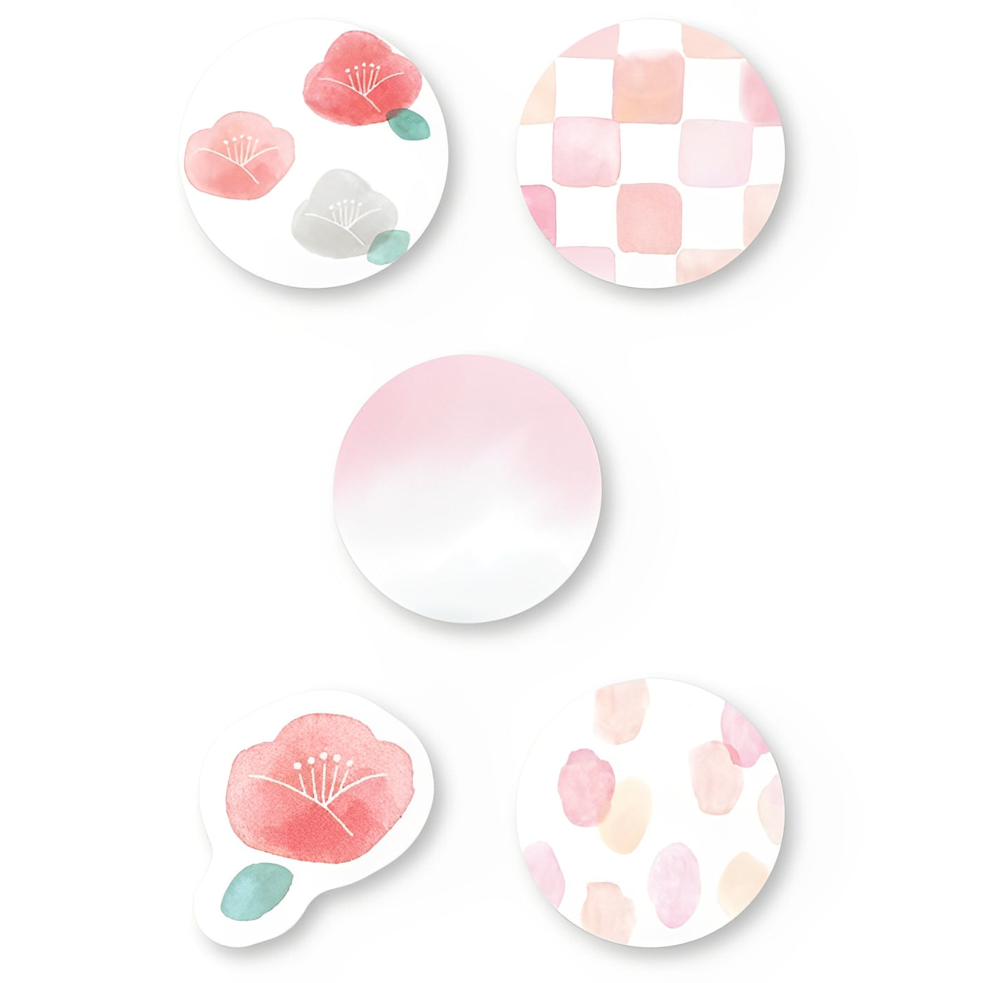 Furukawashiko Pink Round Shape Flake Stickers
