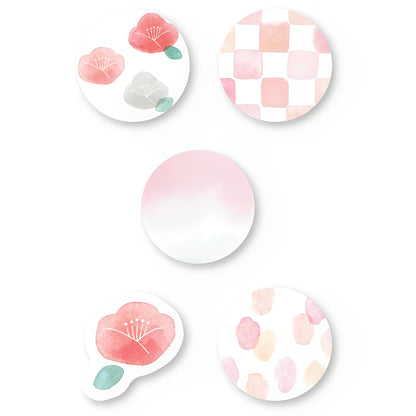 Furukawashiko Pink Round Shape Flake Stickers